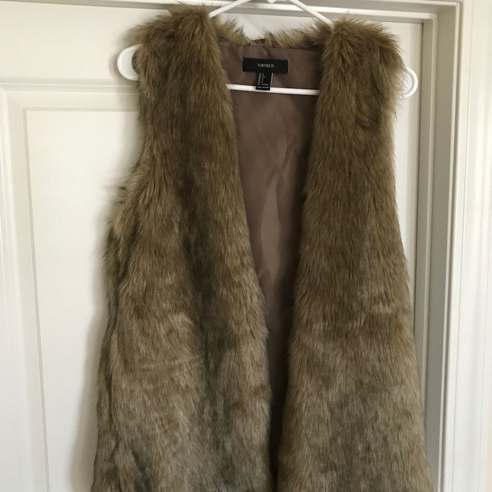 Tan Faux Fur Vest